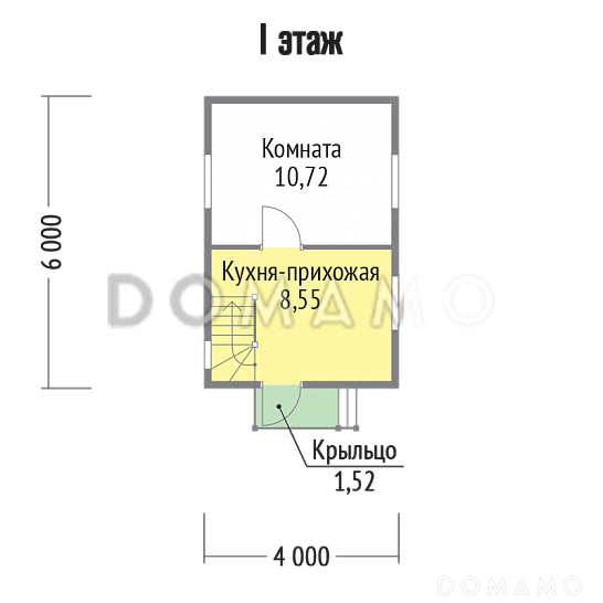 Проект дома со стенами из деревянного каркаса / План 1 этажа