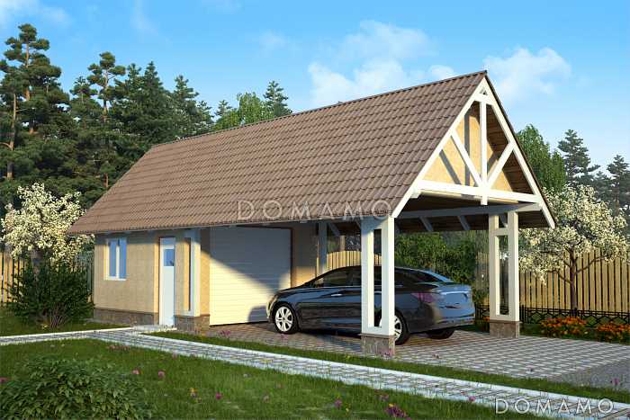 Проект навеса и хозблока с подъёмными воротами