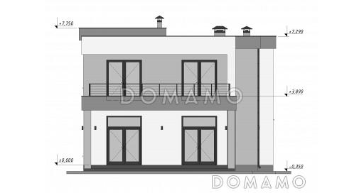 Проект дома в стиле Хай-тек с эксплуатируемой кровлей S-182 / Фасад 2