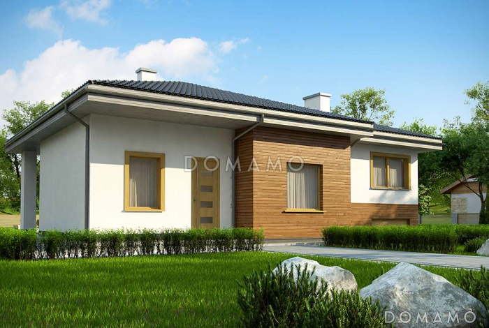 Проект комфортного одноэтажного дома из кирпича с подземным гаражом и бильярдной на цокольном этаже