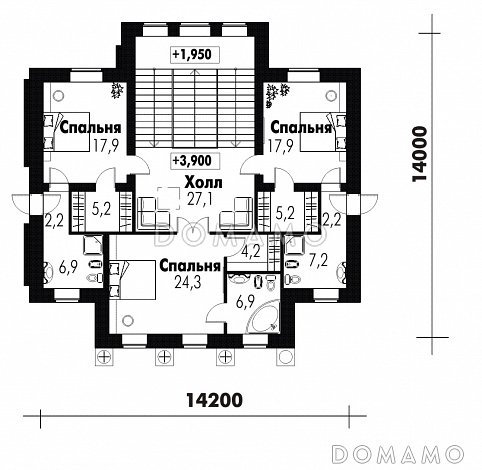 Большой дом в классическом стиле / План 2 этажа