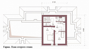 Проект гаража на 3 машины с мастерской и мансардой / План мансардного этажа