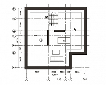Проект загородного дома с мансардным этажом без окон / План мансардного этажа