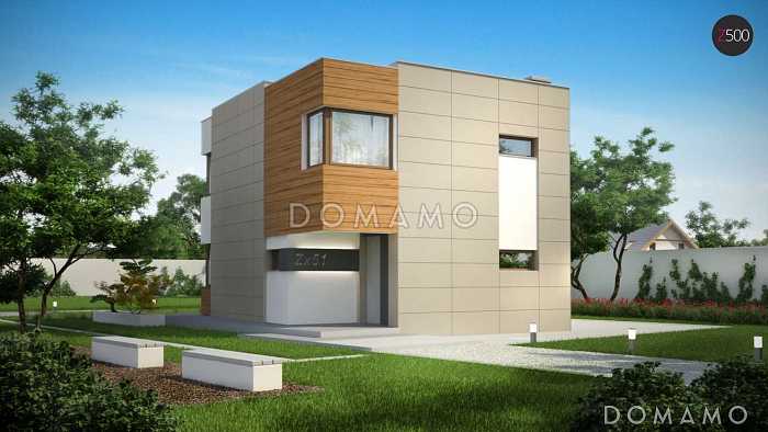 Проект двухэтажного дома из газобетона в стиле кубизм со спальной зоной на втором этаже