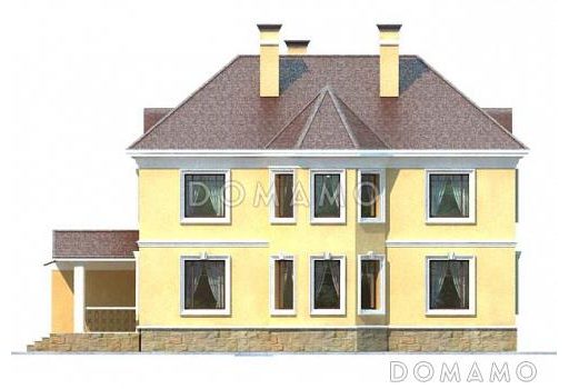 Проект дома из газобетона с гаражом на одну машину / Фасад 4