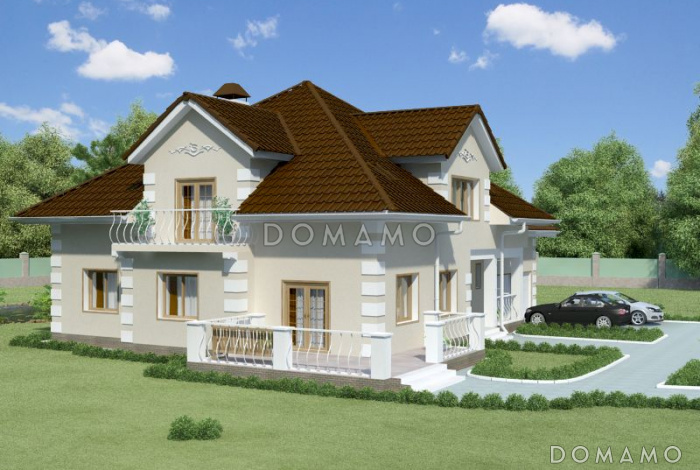 Проект загородного дома с лепниной на фасаде