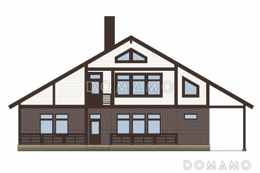 Проект каркасного дома с отделкой из двух материалов / Фасад 1