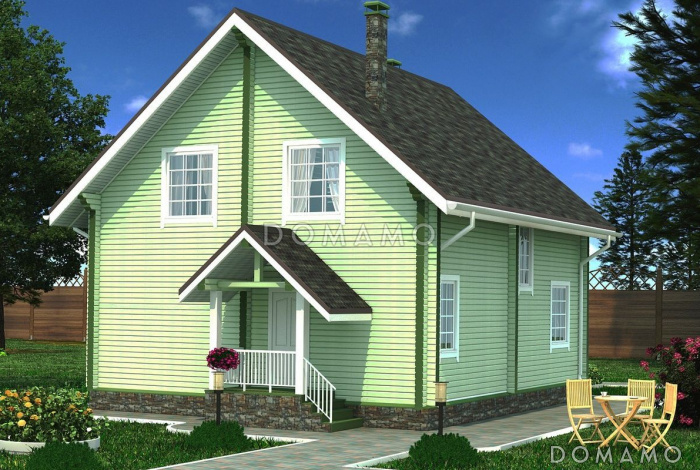 Проект дома из клееного бруса с большой спальней на первом этаже