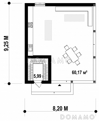 Проект просторной классической беседки с кухней и кладовой / План 1 этажа