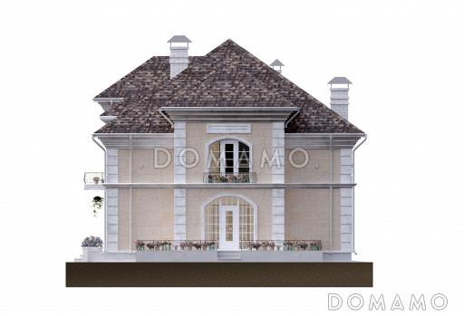 Проект особняка в классическом стиле с 5 спальнями, гаражом и открытой террасой / Фасад 2