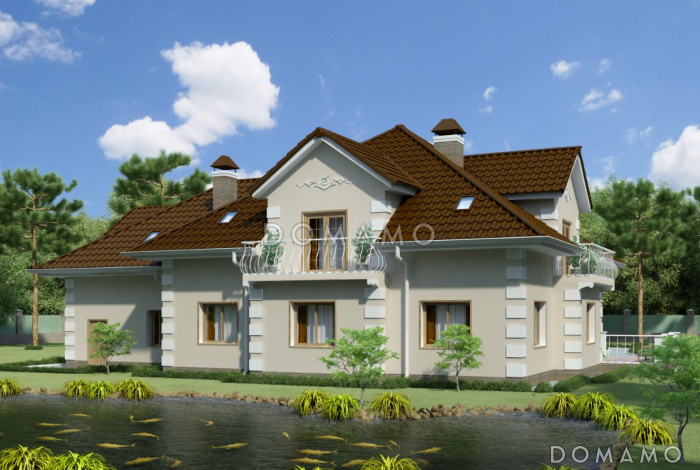 Проект загородного дома с лепниной на фасаде