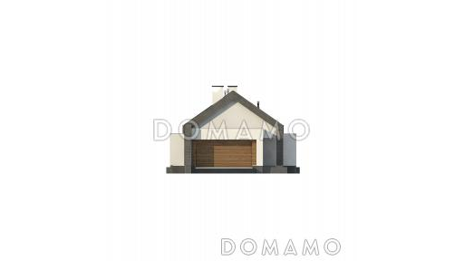 Проект современного одноэтажного дома из газобетона с тремя спальнями и пристроенным гаражом на два автомобиля / Фасад 1