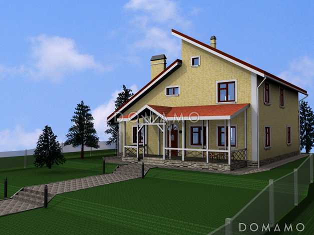 Проект двухэтажного дома с верандой