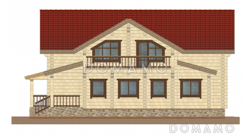 Проект дома из клееного бруса с эркером / Фасад 4