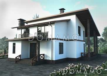 Проект дома с пятью спальнями, открытой планировкой дневной зоны с закругленным углом