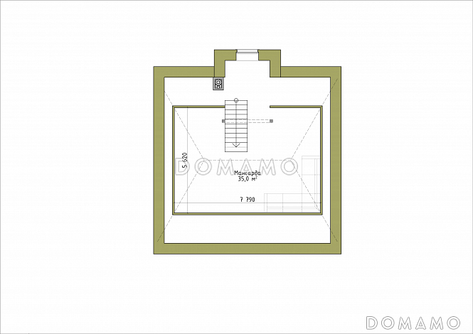 Проект классического коттеджа 10х10. / План мансардного этажа