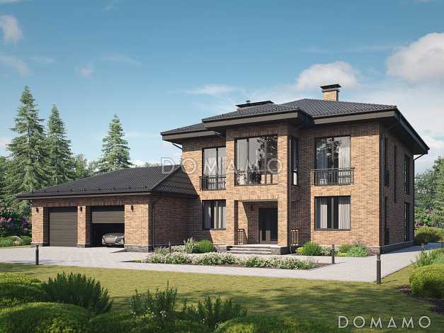 Проект газобетонного двухэтажного особняка с двойным гаражом