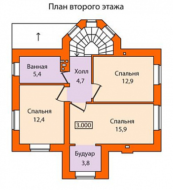 Проект дома по технологии ЛСТК с полным вторым этажом / План 2 этажа