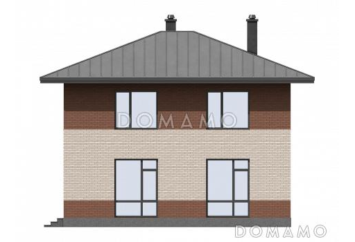 Проект загородного двухэтажного дома с кладовой, кухней-столовой, лоджией / Фасад 4