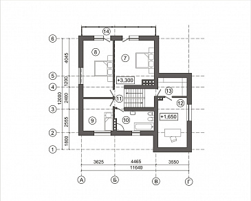 Проект загородного дома со свободной планировкой / План мансардного этажа