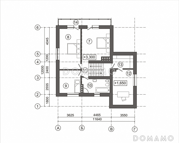 Проект загородного дома со свободной планировкой / План мансардного этажа