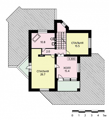 Проект стильного дома из пенобетона с бассейном и зимним садом на первом этаже / План 2 этажа