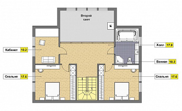 Проект каркасного дома с навесом для машины / План мансардного этажа
