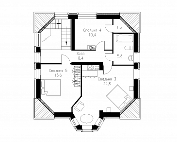 Проект готического коттеджа / План мансардного этажа