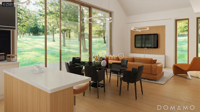 Проект кирпичного дома в стиле барнхаус с кабинетом, комнатой отдыха и увеличенной котельной