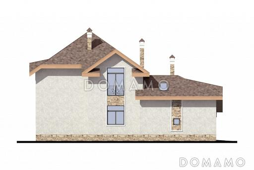 Проект дома с 4 спальнями, гаражом и сауной / Фасад 3