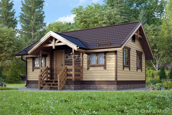 Проект одноэтажного дома 6х9 из клееного бруса
