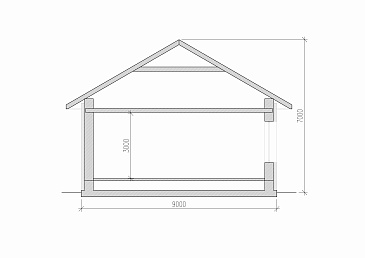 Одноэтажный дом из пенобетона с двумя просторными спальнями под черепичной кровлей / Разрез