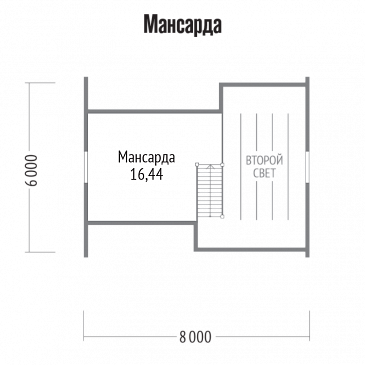 Проект каркасной бани со вторым светом / План мансардного этажа