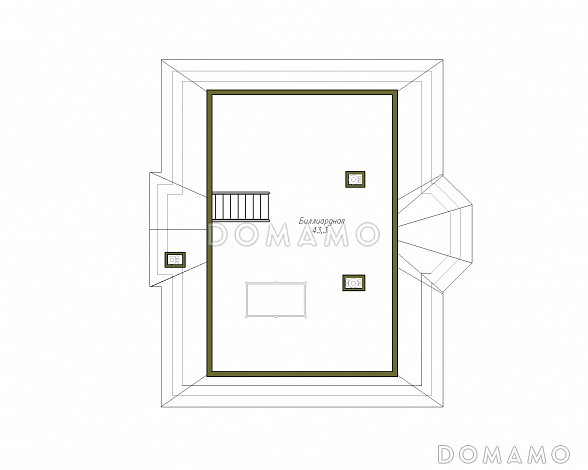 Проект дома из пенобетона без гаража / План мансардного этажа