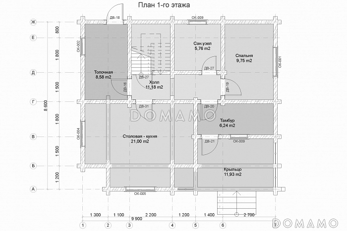 Проект дома с самой популярной планировкой / План 1 этажа