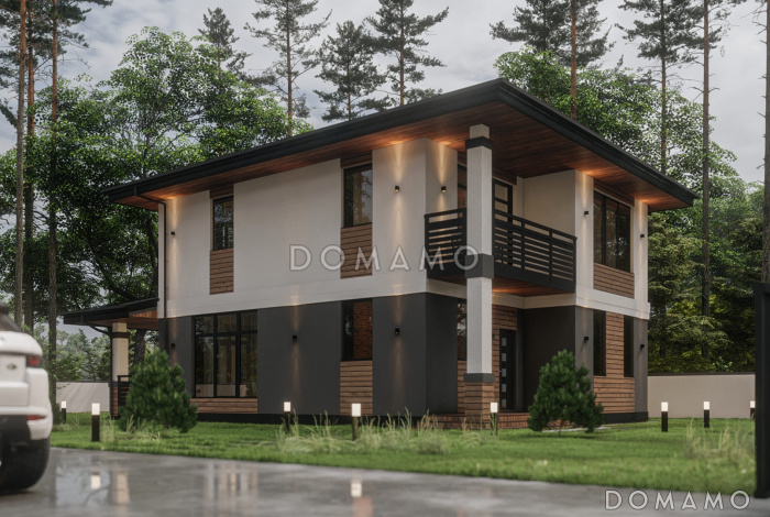 Проект дома из газобетона с 3 спальнями и ванной на втором этаже