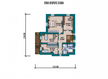 Проект одноэтажного дома с мансардой, террасой и сауной / План мансардного этажа