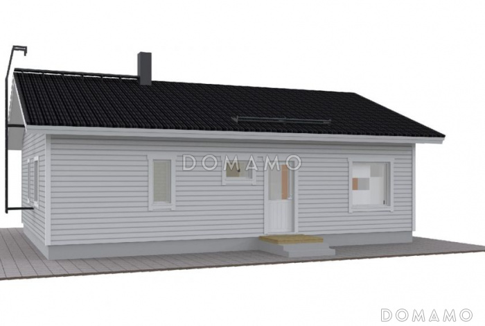 Проект одноэтажного каркасного дома с двускатной крышей