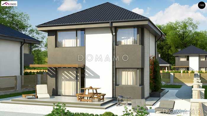 Проект двухэтажного дома из газобетона с дневной зоной на первом этаже и тремя спальнями на втором