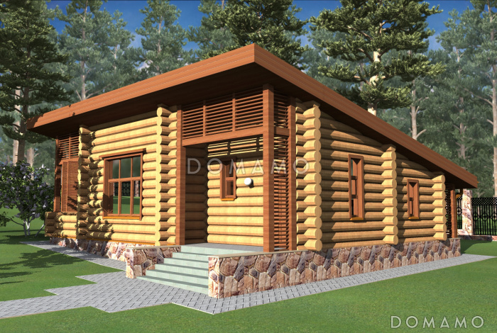 Проект деревянной бани с односкатной крышей