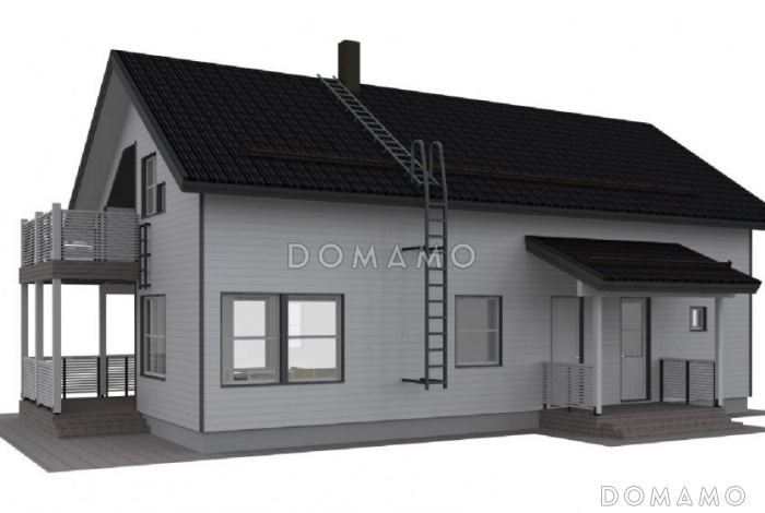 Проект каркасного дома с тремя спальнями и санузлом на втором этаже