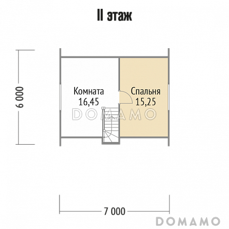 Проект каркасного дома с двухцветной отделкой фасада / План мансардного этажа