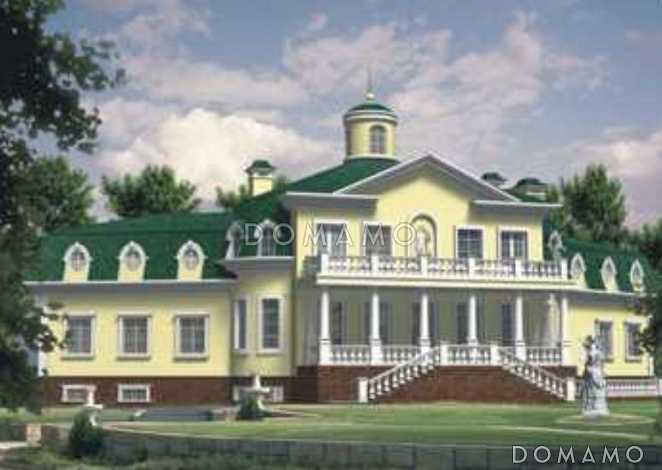 Проект дома с колоннами и балконом