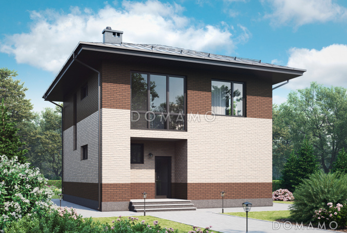 Проект загородного двухэтажного дома с кладовой, кухней-столовой, лоджией