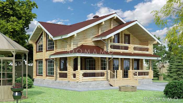 Проект дома из оцилиндрованного бревна до 200 кв.м