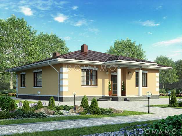 Проект одноэтажного дома по технологии ЛСТК с тремя спальнями