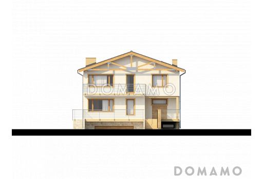 Проект большого двухэтажного дома из кирпича с цокольным этажом и подземным гаражом / Фасад 1