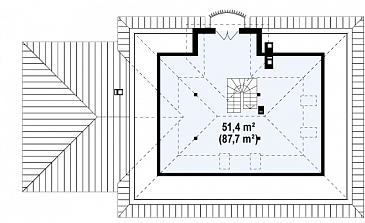 Проект одноэтажного дома из газобетона с мансардой и балконом и гаражом на два автомобиля / План мансардного этажа