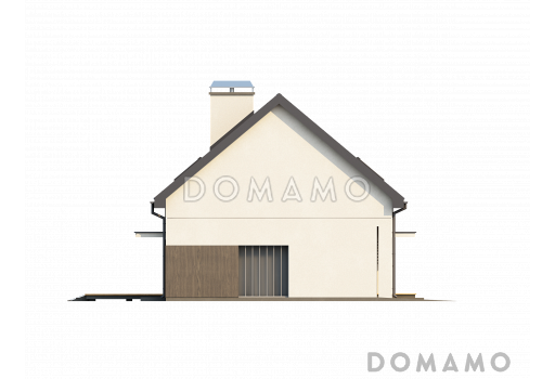 Проект одноэтажного мансардного дома из кирпича с частично крытой террасой и гаражом / Фасад 3