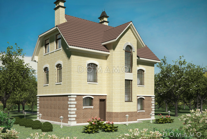 Проект коттеджа с парадным входом.
